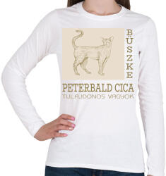 printfashion Büszke cica tulajdonos - Peterbald - Női hosszú ujjú póló - Fehér (6307670)