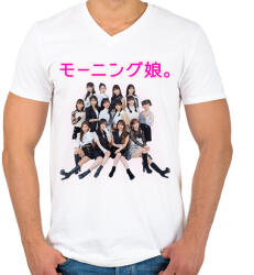 printfashion Morning Musume J-POP - Férfi V-nyakú póló - Fehér (16593235)