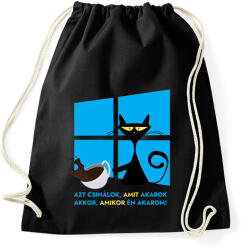 printfashion Azt csinálok, amit akarok / Akkor, amikor én akarom! - macskás - cicás Vicces póló minta - Sportzsák, Tornazsák - Fekete (12011039)