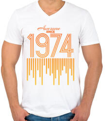 printfashion 1974 - Férfi V-nyakú póló - Fehér (12151620)