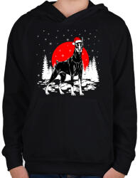 printfashion Dobermann karácsony - Gyerek kapucnis pulóver - Fekete (456131)