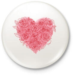 printfashion Rózsa szív - Kitűző, hűtőmágnes - Fehér (3075733)