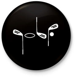printfashion Golf - Kitűző, hűtőmágnes - Fekete (15842439)
