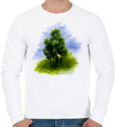 printfashion erdőben - Férfi pulóver - Fehér (1275322)