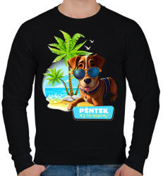 printfashion Péntek az én napom! - Vicces kutyás póló minta - Férfi pulóver - Fekete (11771847)