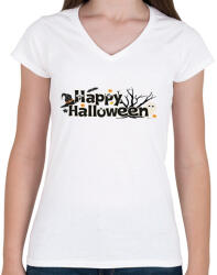 printfashion Happy Halloween - Női V-nyakú póló - Fehér (1790620)
