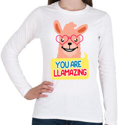 printfashion LLAMAZING - Női hosszú ujjú póló - Fehér (1250945)