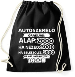 printfashion Autószerelő óradíjak - Sportzsák, Tornazsák - Fekete (9397936)
