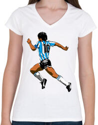printfashion Maradona - Női V-nyakú póló - Fehér (16840007)