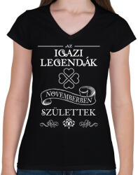 printfashion Az igazi legendák - Női V-nyakú póló - Fekete (1921996)