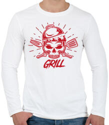 printfashion Grill koponya - Férfi hosszú ujjú póló - Fehér (13688655)