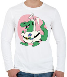 printfashion Húsvéti dínó - Férfi hosszú ujjú póló - Fehér (8045901)