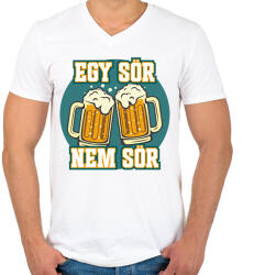 printfashion Egy sör nem sör - Férfi V-nyakú póló - Fehér (16450736)