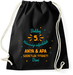printfashion Boldog évfordulót - névvel - Sportzsák, Tornazsák - Fekete (13526770)