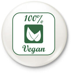 printfashion Vegán logó - Kitűző, hűtőmágnes - Fehér (12696423)