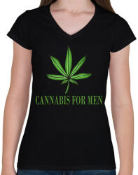 printfashion Cannabis for men - Női V-nyakú póló - Fekete (2412260)