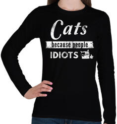 printfashion CATS - Női hosszú ujjú póló - Fekete (1952372)