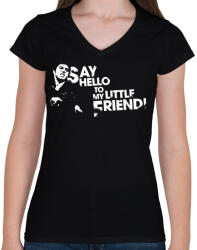 printfashion Sebhelyesarcú - Női V-nyakú póló - Fekete (12581028)