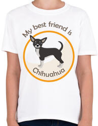 printfashion My best frined - Chihuahua - Gyerek póló - Fehér (6298327)