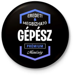 printfashion Gépész prémium minőség - Kitűző, hűtőmágnes - Fekete (3097035)