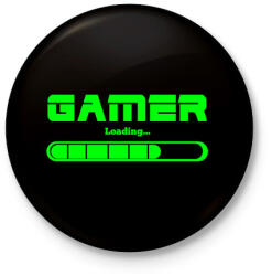 printfashion Gamer loading. . - Kitűző, hűtőmágnes - Fekete (5308592)