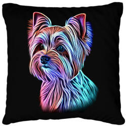 printfashion Színes yorkshire terrier kutya - Párnahuzat, Díszpárnahuzat - Fekete (13379575)