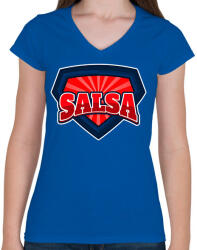printfashion SALSA 2 - Női V-nyakú póló - Királykék (11370904)