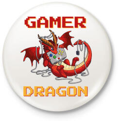 printfashion Gamer dragon - Kitűző, hűtőmágnes - Fehér (13738669)