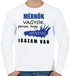 printfashion Mérnök vagyok. . . - Férfi pulóver - Fehér (16285993)
