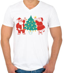 printfashion Télapó és télanyó - Férfi V-nyakú póló - Fehér (14620947)