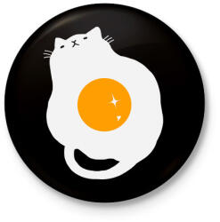 printfashion Egg Cat - Kitűző, hűtőmágnes - Fekete (3094976)