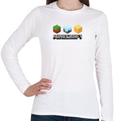 printfashion Minecraft felirat - Női hosszú ujjú póló - Fehér (14388432)