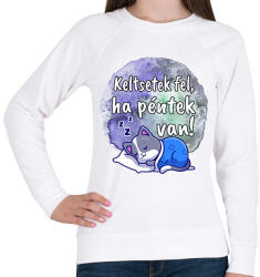 printfashion Keltsetek fel ha péntek van - Női pulóver - Fehér (16275150)