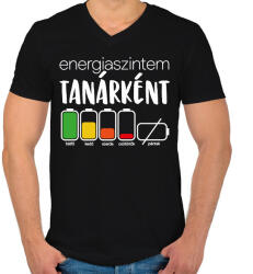 printfashion Energiaszintem Tanárként - Férfi V-nyakú póló - Fekete (16550008)