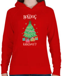 printfashion Boldog Karácsonyt - Női kapucnis pulóver - Piros (9542924)