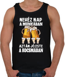 printfashion Nehéz nap, jó este - Férfi atléta - Fekete (14834538)
