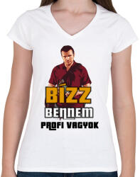 printfashion bízz bennem profi vagyok - Női V-nyakú póló - Fehér (2009754)