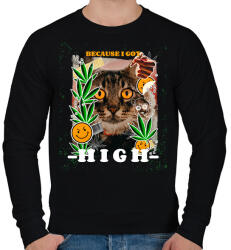 printfashion Kannabisz cica - Férfi pulóver - Fekete (11581661)