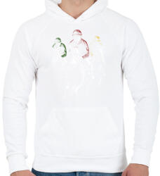 printfashion Lóverseny - Férfi kapucnis pulóver - Fehér (16068115)