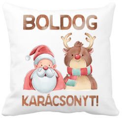 printfashion Boldog karácsonyt! - Párnahuzat, Díszpárnahuzat - Fehér (5682879)