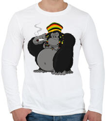 printfashion Gorilla - Férfi hosszú ujjú póló - Fehér (1286348)