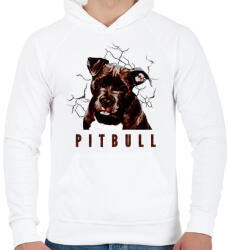 printfashion Pitbull - Férfi kapucnis pulóver - Fehér (1339630)