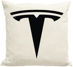 printfashion TESLA logo fekete - Párnahuzat, Díszpárnahuzat - Lenvászon (5363493)