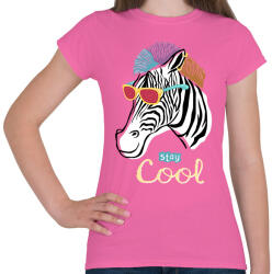 printfashion Cool zebra - Női póló - Rózsaszín (9477276)