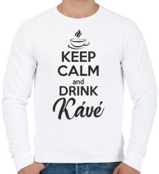 printfashion Keep calm and drink kávé - Férfi pulóver - Fehér (996975)