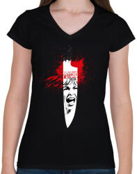 printfashion Psycho - Női V-nyakú póló - Fekete (2877711)