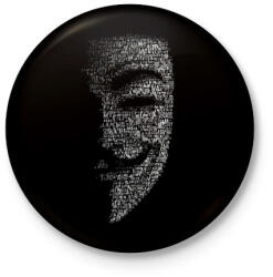printfashion Anonymus (Fekete) - Kitűző, hűtőmágnes - Fekete (3092602)