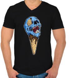 printfashion Horror fagyi - Férfi V-nyakú póló - Fekete (2366564)