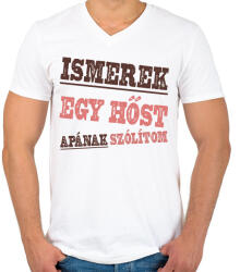 printfashion Ismerek egy hőst - Férfi V-nyakú póló - Fehér (16779507)