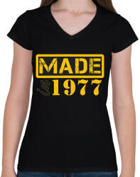 printfashion 1977 - Női V-nyakú póló - Fekete (12794028)
